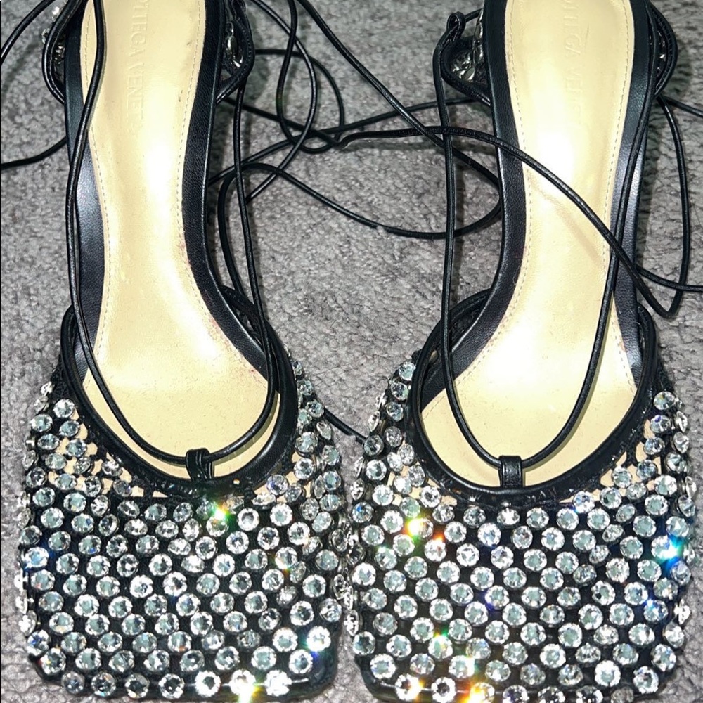 Crystal bottega heels